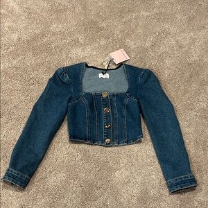 Avec Les Filles Blue Denim Crop Top